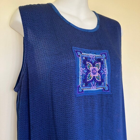 Faith by Celia Forester Sleeveless Maxi Dress Blue Textured with Beaded Design - Picture 10 of 10